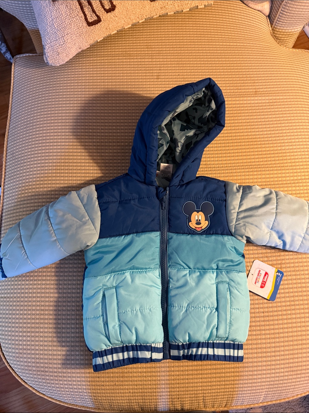 Disney Boys Blue Colorblock Mickey Puffer Jacket